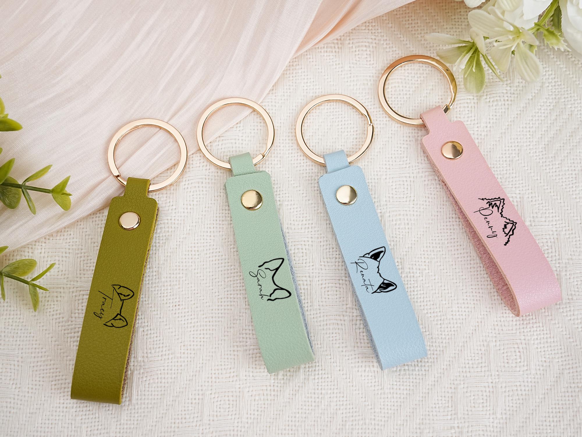 Custom Dog Ear Keychain – Personalized Pet Leather Gift – Pet Owner ...