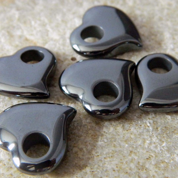 Hematite Heart Pendants Charms