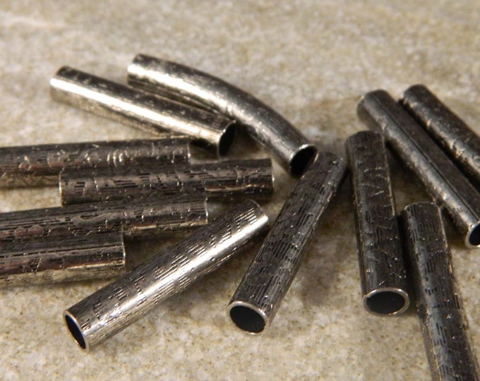 Silver Etched Metal Tube Spacers Etsy