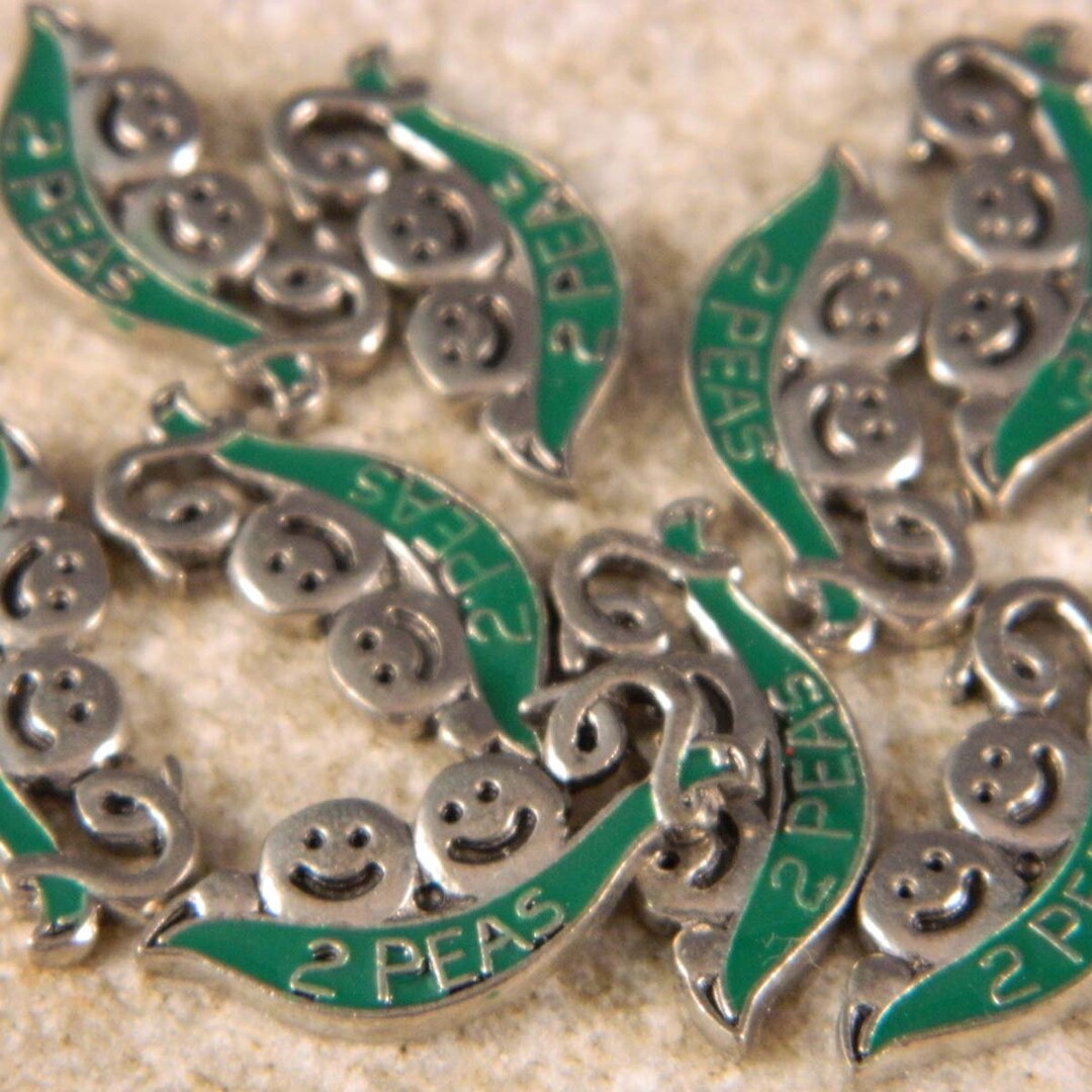 Peapods 2 Peas in a Pod Enameled Charms Etsy