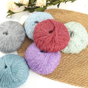 Sparkling Sequined Mohair Yarn - Mohair Blend with Glitter, 25g Balls, 37 Colors, Luxurious Knitting Yarn for Shimmery DIY Projects