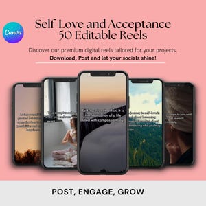 Self Love Reels Bundle: Canva Video Templates for TikTok, Instagram, YouTube