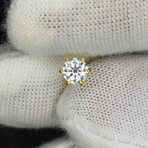 18K ソリッド ゴールド シングル ダイヤモンド ノーズ スタッド ピアス ユニセックス ジュエリー ゴールド ジュエリー ギフト用。