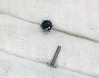 Single Black Diamond Nose Stud Piercing Unisex Jewelry For Gifting.