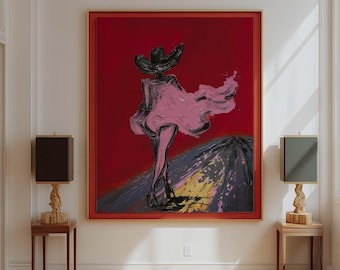 Impresión artística de moda vaquera / Mujer atrevida, decoración del oeste
