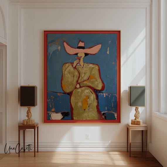 Modern Western Cowgirl Art | Pink Martini Print | Red Boots Decor | Maximalist Expressionist Print | Trendy Bar & Dining Room Wall Art