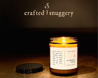 Mandarin + Sandalwood Scented Candle • Fabric Gift Bag • Natural Rapeseed & Coconut Wax • Amber Glass Jar • Eco Friendly