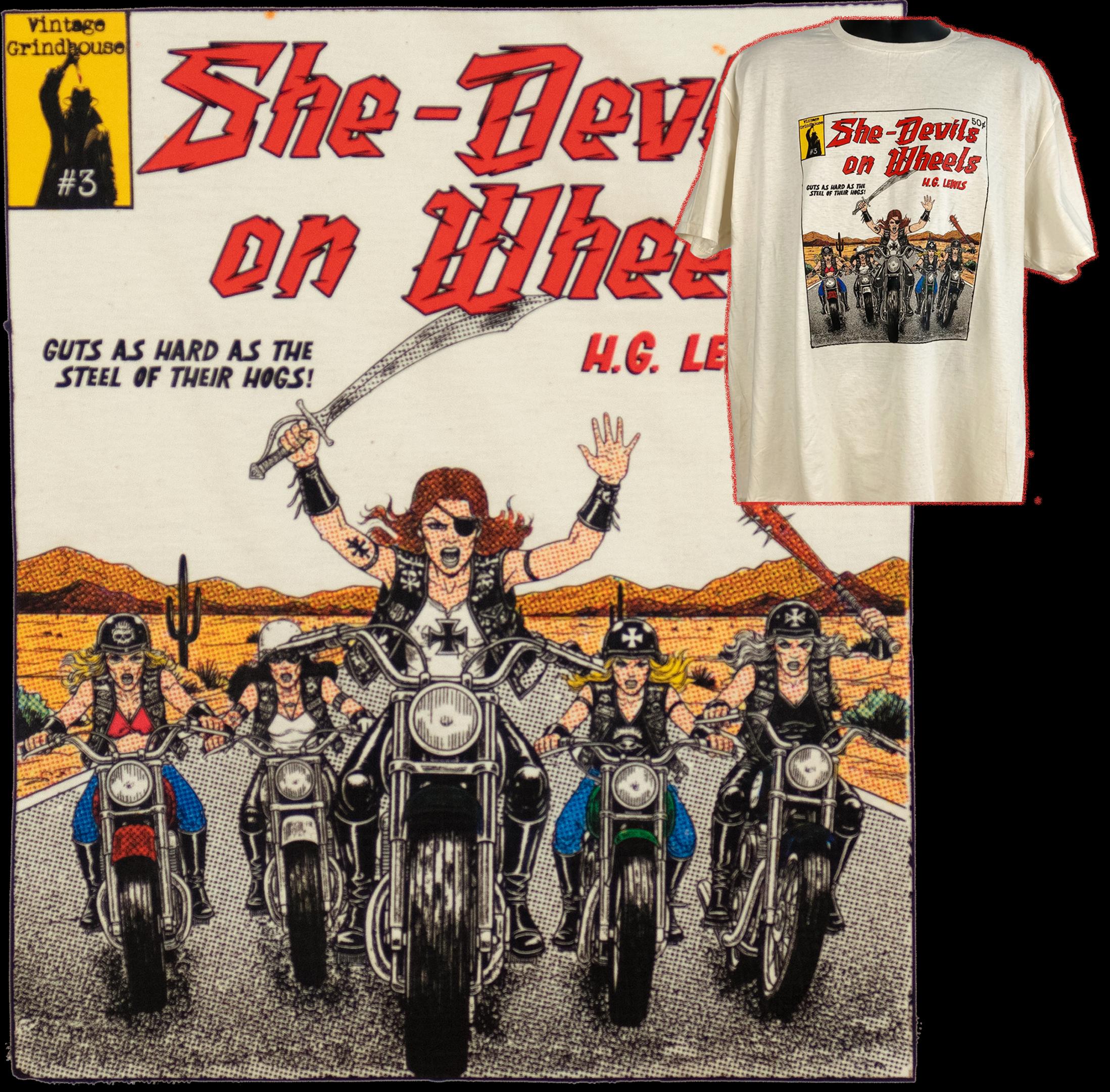 90s SHE DEVILS ON WHEELS ビンテージ Tシャツ B級映画 90s SHE DEVILS ON WHEELS ビンテージ Tシャツ B級映画