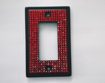 Red Crystal Covered Steel Wall Plate Cover