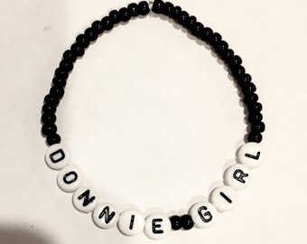 Choose Your Color! DONNIE GIRL (New Kids On The Block) Beaded Bracelet