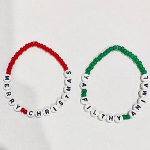 Choose Your Colors! MERRY CHRISTMAS / YA FiLTHY ANiMAL! Beaded Friendship Bracelets