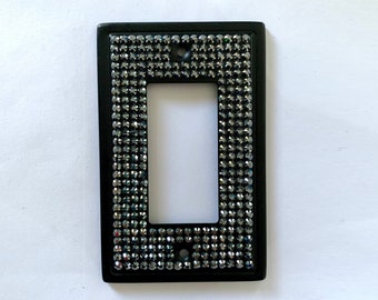 Jet Hematite Crystal Covered Steel Wall Plate Cover
