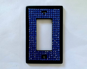 Blue Crystal Covered Steel Wall Plate Cover