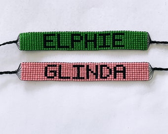 Handmade ELPHIE& GLINDA (Wicked) BeadWoven Friendship Bracelets