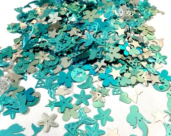 Foil Table Confetti - Mermaid Mix: Silver and Turquoise