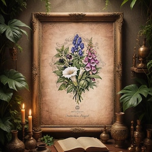 Poisonous Plants Bouquet: Gothic Witchcraft Floral Art Print, Vintage Plant Illustration (Digital)