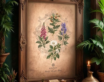 Deadly Poisonous Herbology Witchcraft Poster: Vintage Botanical Antique Art (Digital Download)
