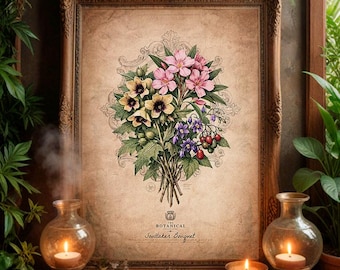 Poisonous Plants Bouquet: Witchcraft Botanical Artwork, Deadly Poisonous Herbology, Antique Plant Poster (Digital)
