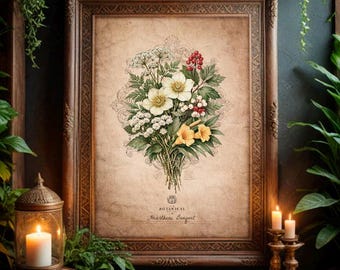 Poisonous Plants Bouquet: Vintage Deadly Witchcraft Botanicals Poster, Gothic Floral Art, Dark Academia Decor
