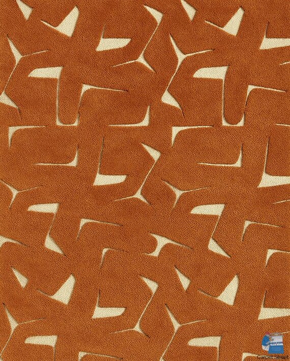 Rust Orange & Cream Hand-Tufted Wool Rug | Abstract Geometric Modern Design | Warm Bohemian Living Room Decor | CarpetStreet