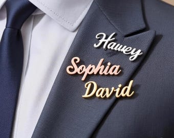 Personalized Name Brooch, Stainless Steel Lapel Pin, Bridesmaid Gift