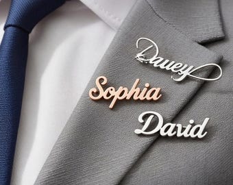 Personalized Name Brooch, Stainless Steel Initial Lapel Pin