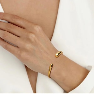 Gold Cuff Bracelet, Solid Gold Bracelet, 14k Gold Bracelet, Gold Bangle Bracelet, Silver Bangle, Gift for girlfriend, Silver Cuff Bracelet