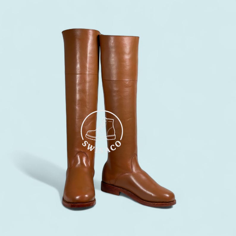 Handmade Tall Leather Riding Boots | Brown Full-grain Equestrian Style ...