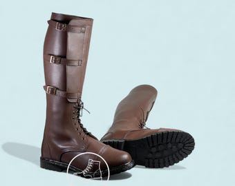 Handcrafted Cavalry Style Riding Boots with  Triple Buckles.