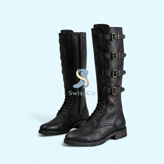 Handmade Full Grain Leather Polo Riding Boots | Knee High Equestrian Side Zipper Boots