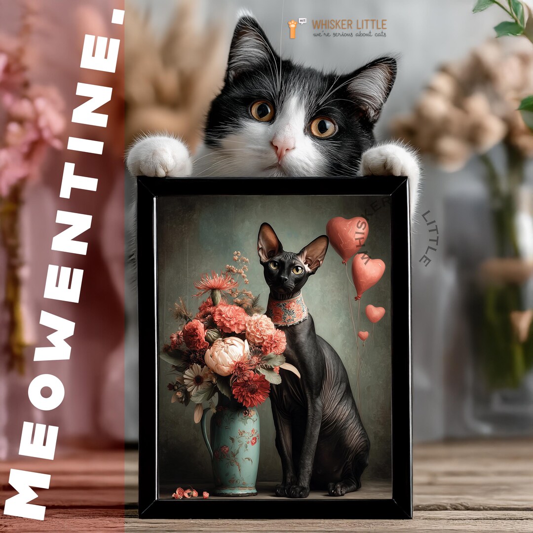 Romantic Valentine Cornish Rex Cat Print - Love-inspired Vintage ...