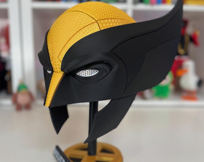Wolverine Mask, 1:1 Replica X-Men Wolverine Helmet | with Display Stand | Marvel Cosplay Costume