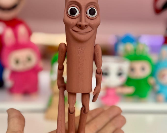Tung Tung Tung Sahur figure 19cm articulated, Italian meme articulated Tum Sahur, Italian Brainrot the perfect gift sir turd.