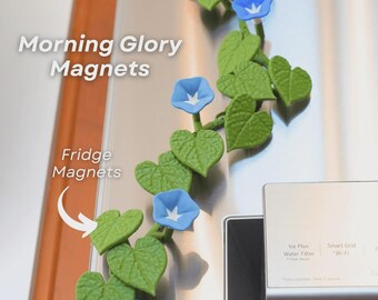 Fridge magnet plant simulating plant leaves, removable magnetic sheets for post-it notes or reminders, articulated decorative plant