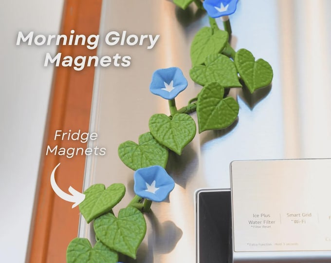 Fridge magnet plant simulating plant leaves, removable magnetic sheets for post-it notes or reminders, articulated decorative plant
