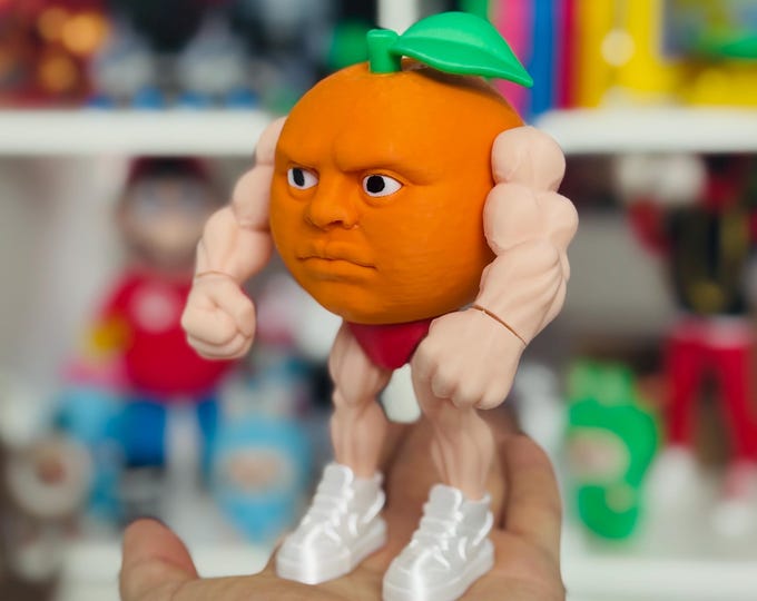 Udin Din Din Dun figure 11cm articulated, Italian meme articulated din din dun, Brainrot Italian orange gym humor