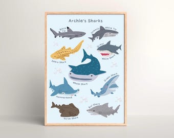 Kids Shark Poster: Educational Ocean Nursery Wall Art