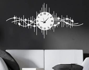 Large Black Metal Wall Clock – Oversized Modern Silent Wall Clock, Luxury Home Decor for Living Room, Bedroom or Office