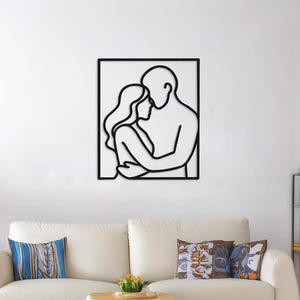 Couple Metal Wall Decor – Romantic Silhouette Sculpture for Bedroom & Living Room – Minimalist Love Metal Wall Art, Love and Connection Art