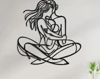 Paar Metall One Line Art, Liebespaar Wandkunst, Modernes Schlafzimmer Dekor, Hochzeits- oder Jahrestagsgeschenk, Boho Hauptakzent, abstraktes Paargeschenk