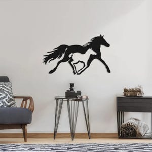 Laufendes Pferd Metall Wandkunst, minimalistische Linie Kunst, Tierdekoration, Housewarminggeschenk