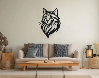 Modern Cat Metal Wall Art – Pet Silhouette Hanging Decor