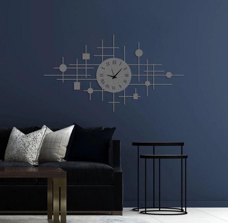 Large Black Metal Wall Clock – Oversized Modern Silent Wall Clock ...