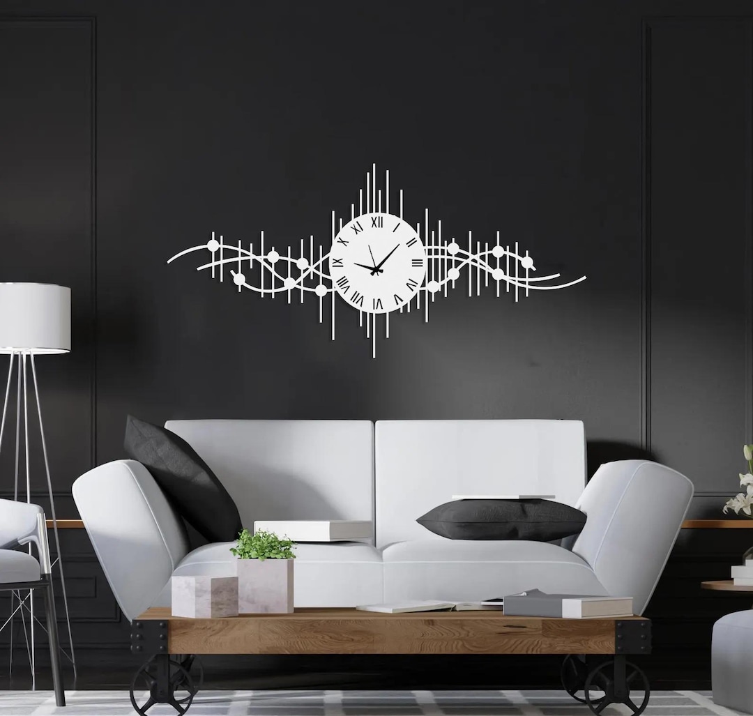 Large Black Metal Wall Clock – Oversized Modern Silent Wall Clock ...