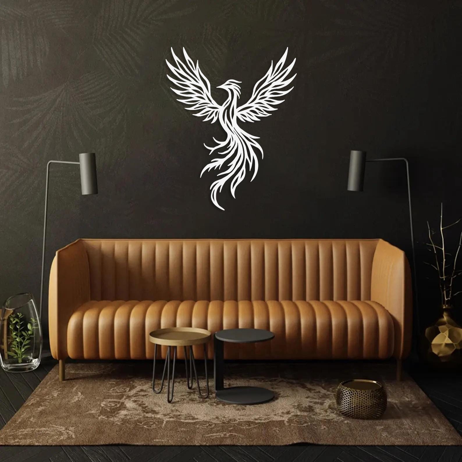 Firebird Line Graphics Phoenix Metal Wall Art, Legendary Firebird Sculpture, Minimalist Line ...