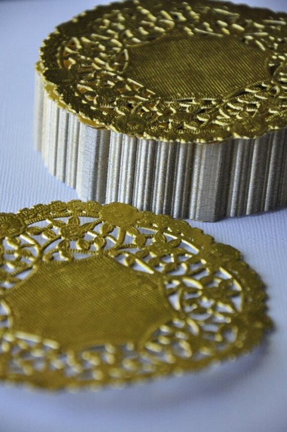 Items similar to Gold Foil Doilies 4 inch25 on Etsy