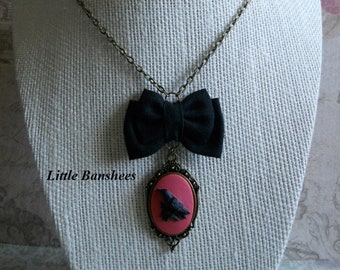 Collier En Pâte Polymère Avec Dessin Doiseau Collier Gris