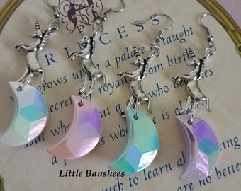 unicorn earrings with pastel moons fairy kei kawaii lolita