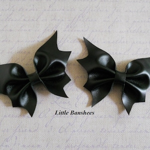 faux leather bat wings hair bow set pair black gothic lolita pastel goth image 1