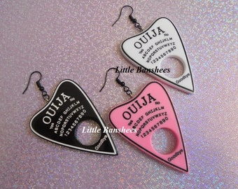 large Ouija Earrings pink white and black gothic lolita pastel goth